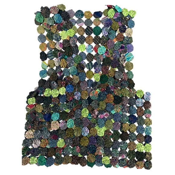 CCC Handmade Thai Silk Vest Colorful Yo Yo Pattern Open Sleeveless Design Small - Picture 8 of 9